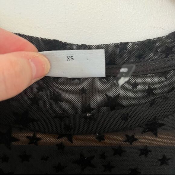 Noisy Day Black Star Celestial Pattern Sheer Short Sleeve T-shirt - Picture 6 of 6